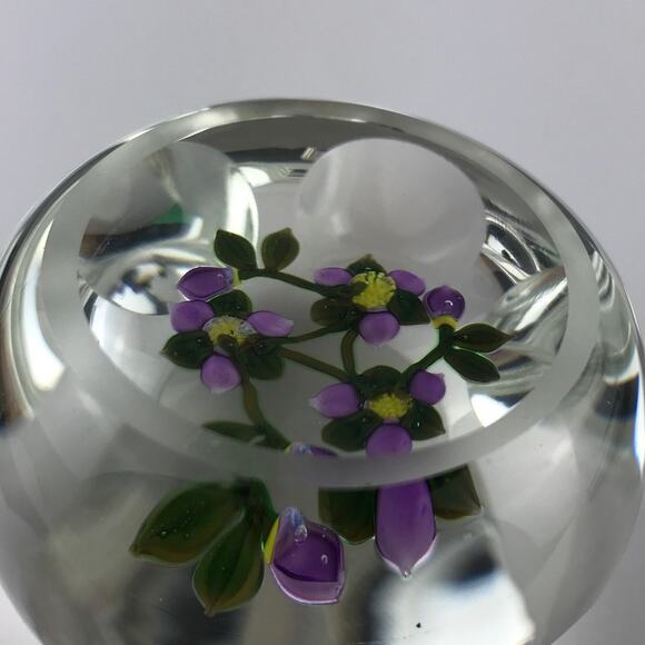 Perthshire PP221 2000 Amethyst & Yellow Flower Bouquet Faceted Paperweight Cert - Picture 8 of 16